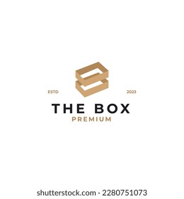 Idea del concepto de diseño del logotipo de la caja de madera del vector