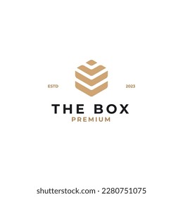 Idea del concepto de diseño del logotipo de la caja de madera del vector