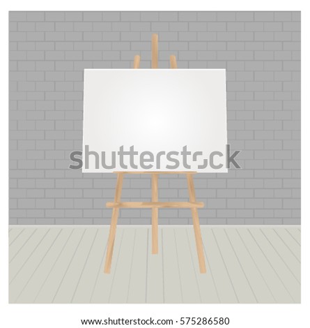 Vector Wooden Brown Easel Mock Empty Stock Vector Royalty