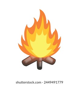 vector wooden campfire flame isolated.