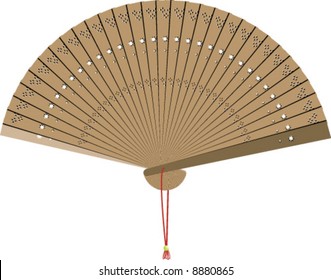 vector of wooden chinese hand fan