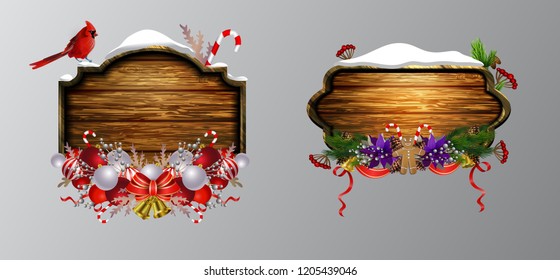 Vector wooden christmas board