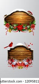 Vector wooden christmas board
