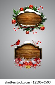 Vector wooden christmas board