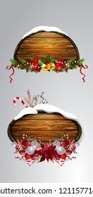 Vector wooden christmas board