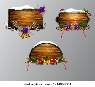 Vector wooden christmas board