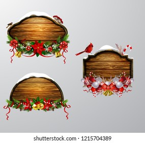 Vector wooden christmas board