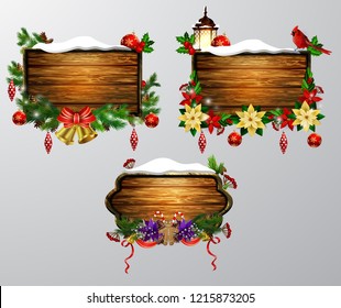 Vector wooden christmas board