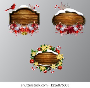 Vector wooden christmas board