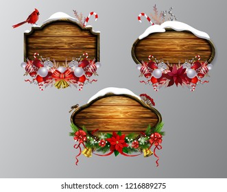 Vector wooden christmas board
