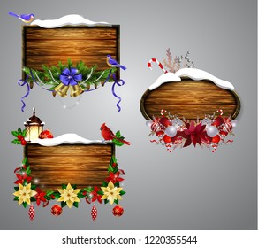 Vector wooden christmas board
