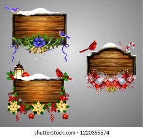 Vector wooden christmas board