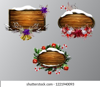 Vector wooden christmas board