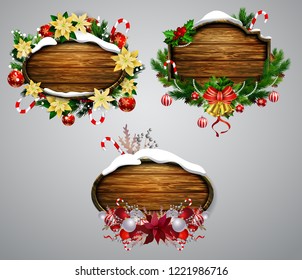 Vector wooden christmas board