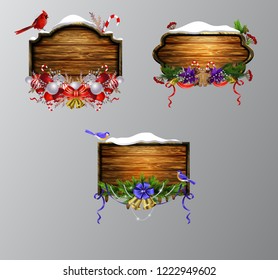 Vector wooden christmas board