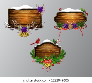 Vector wooden christmas board