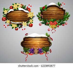 Vector wooden christmas board