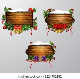 Vector wooden christmas board