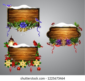 Vector wooden christmas board