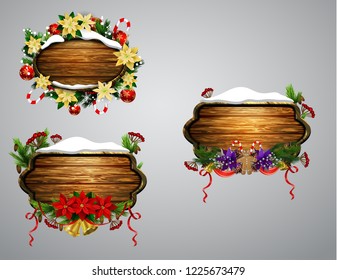 Vector wooden christmas board