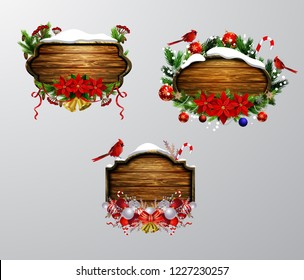 Vector wooden christmas board