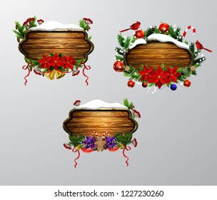 Vector wooden christmas board