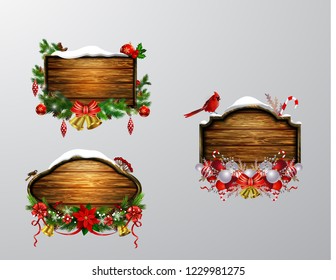 Vector wooden christmas board