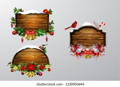 Vector wooden christmas board