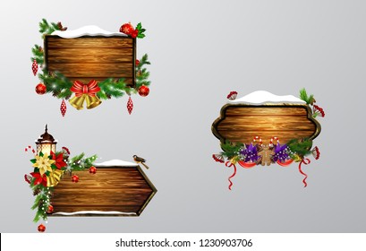 Vector wooden christmas board