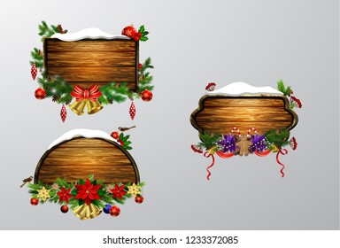Vector wooden christmas board