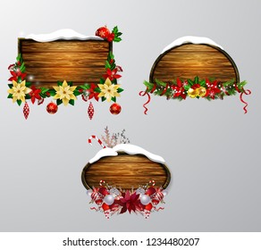 Vector wooden christmas board