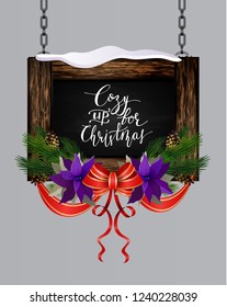Vector wooden christmas board