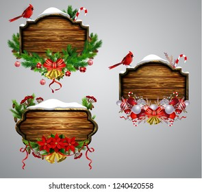 Vector wooden christmas board