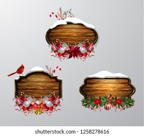 Vector wooden christmas board