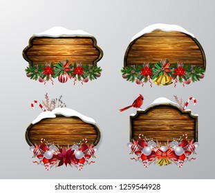 Vector wooden christmas board