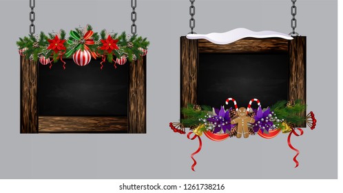 Vector wooden christmas board
