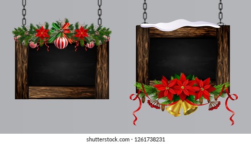 Vector wooden christmas board