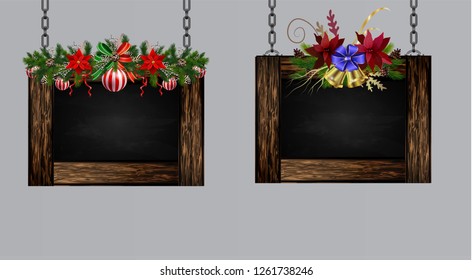 Vector wooden christmas board