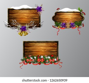 Vector wooden christmas board