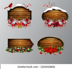 Vector wooden christmas board