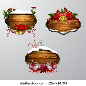 Vector wooden christmas board