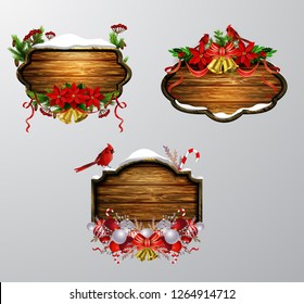 Vector wooden christmas board