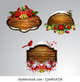 Vector wooden christmas board