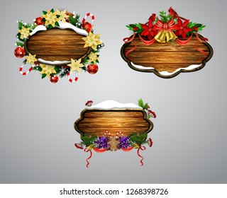 Vector wooden christmas board