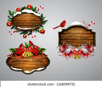 Vector wooden christmas board