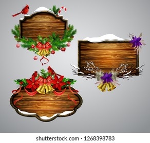 Vector wooden christmas board