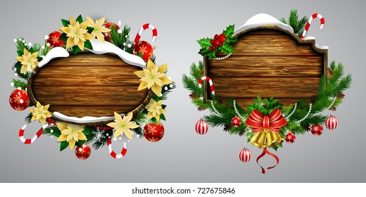 Vector wooden christmas board