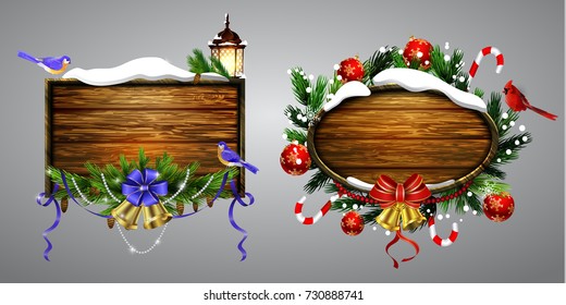 Vector wooden christmas board