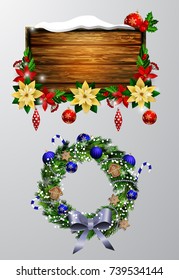 Vector wooden christmas board