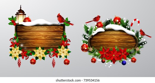 Vector wooden christmas board